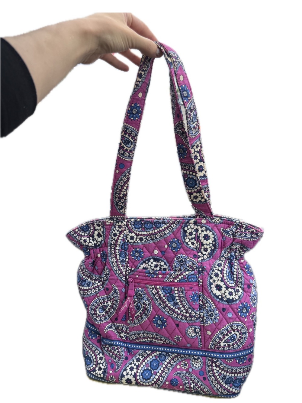 Vintage 2011 Vera Bradley Retired Boysenberry Quilted Tote Bag - Zipper Pockets